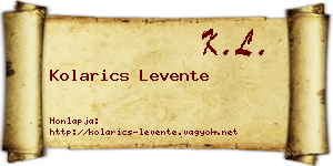 Kolarics Levente névjegykártya